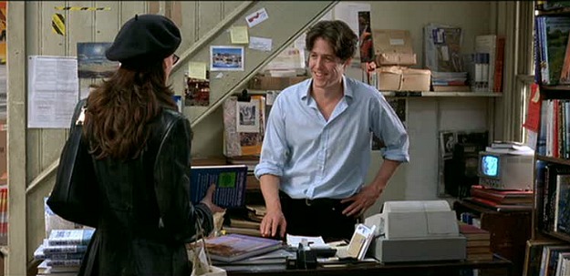 Hugh Grant and Julia Roberts in the bookshop in Notting Hill